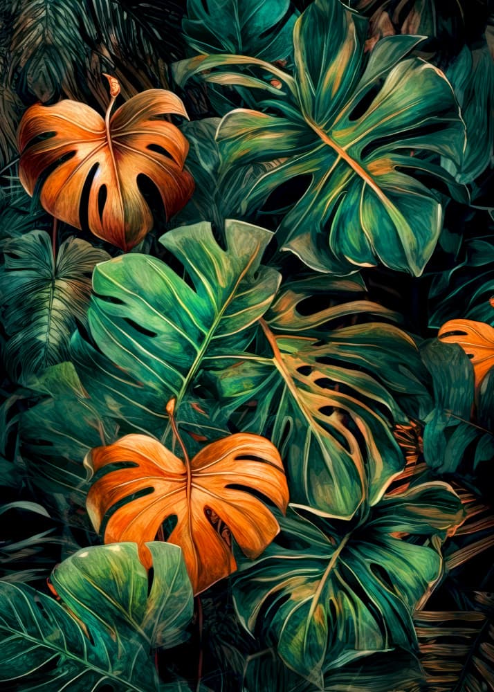 Vibrant Tropical Monstera by Justyna Jaszke — canvas wall art