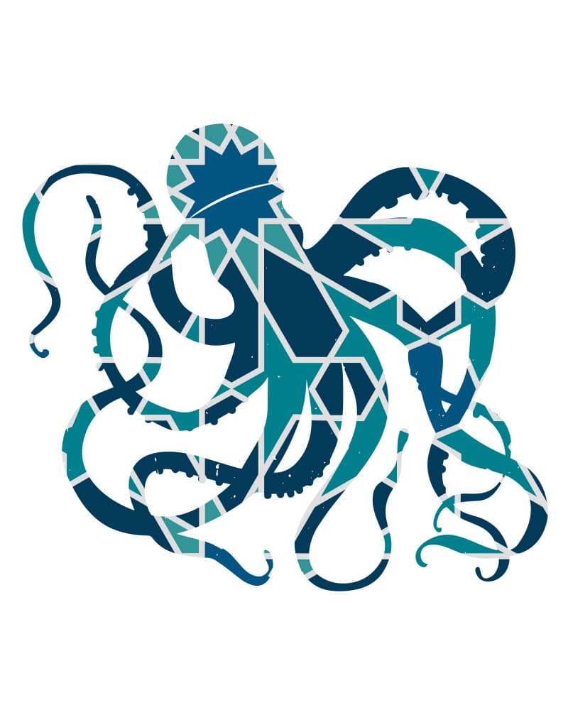 Blue Geometric Octopus by Emiliano Deificus — canvas wall art