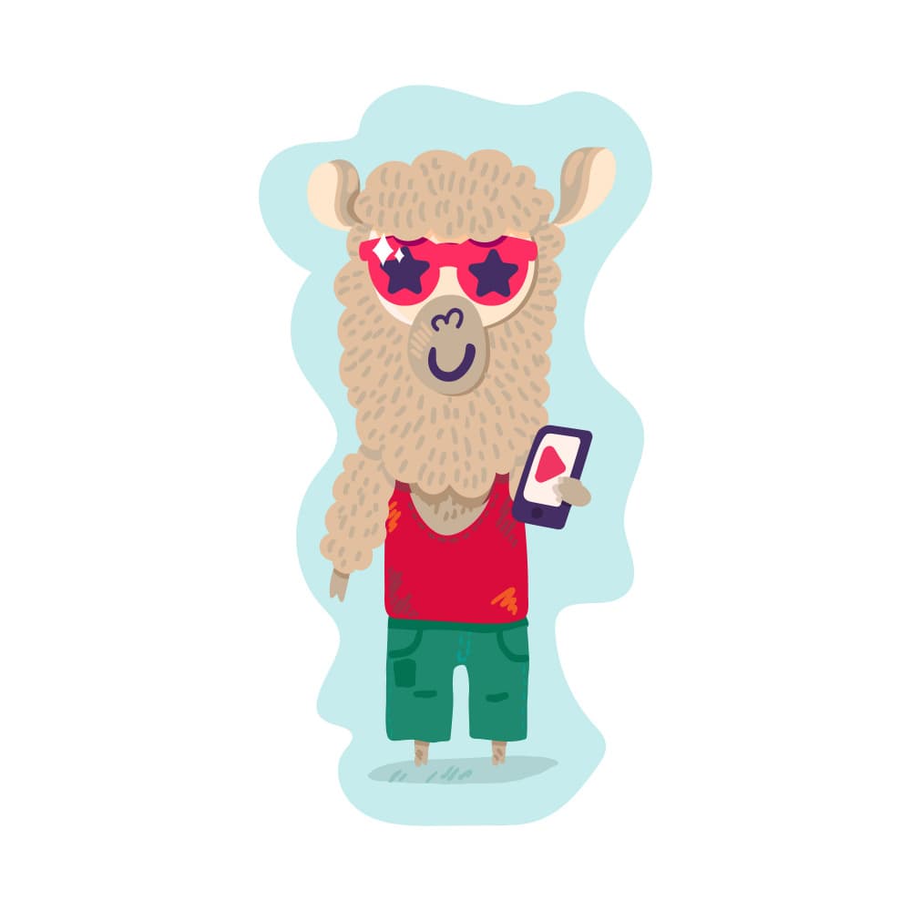 Cool Llama Phone Fun by Marika Barsrsind — canvas wall art