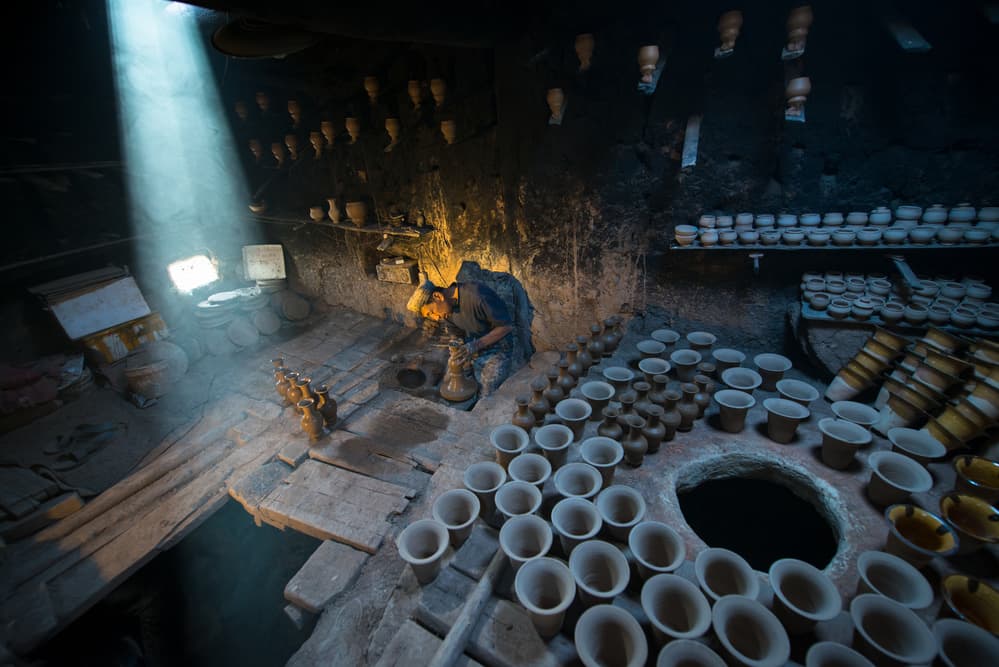 Potter's Workshop Light by C. Mei — canvas wall art