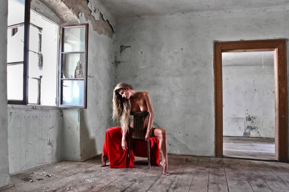 Pensive Woman Old Room by Garik — canvas wall art