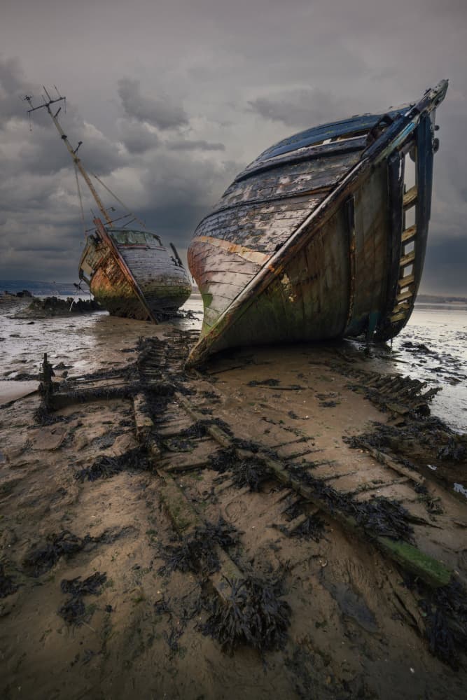 Stormy Beach Shipwrecks by Hans Repelnig — canvas wall art