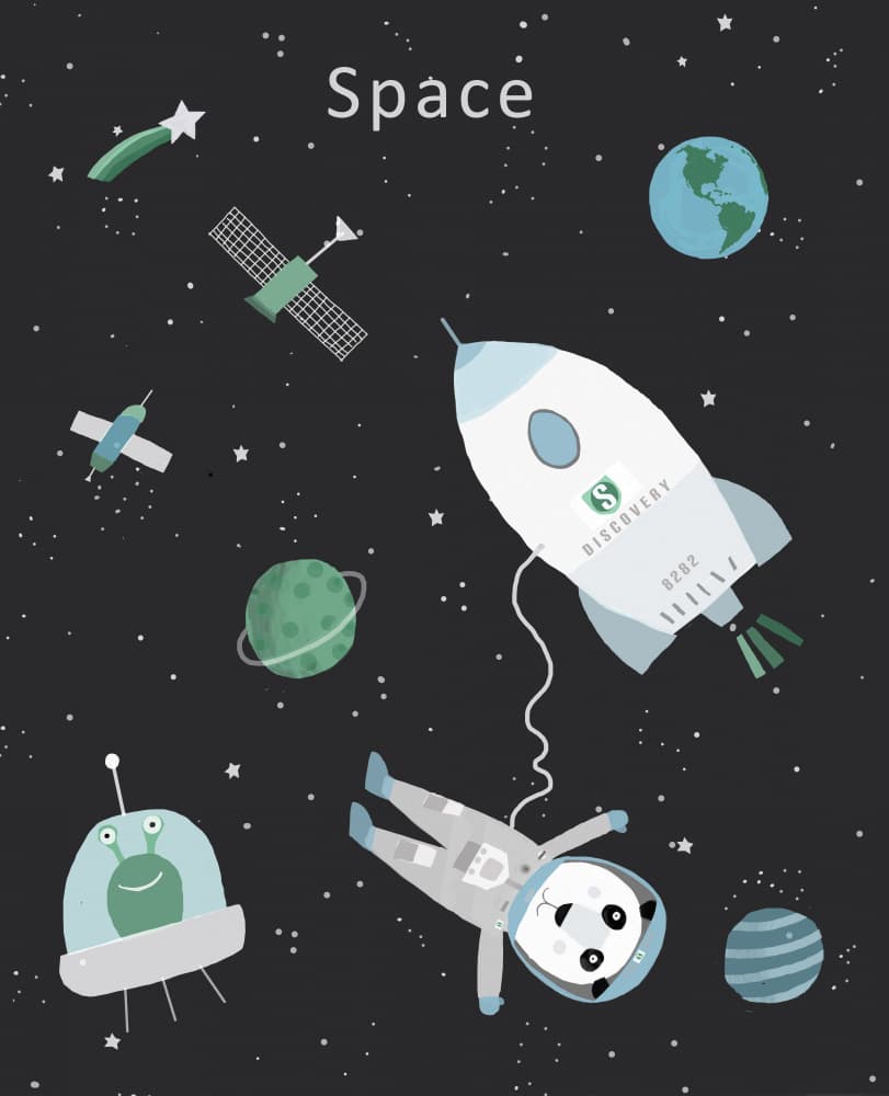 Panda Space Adventure by Carla Daly — canvas wall art