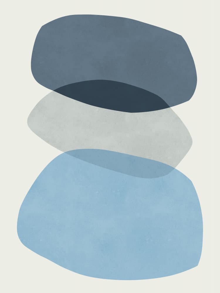 Stacked Blue Gray Shapes by Vitor Costa — canvas wall art