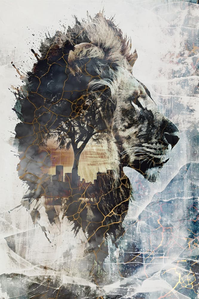 Majestic Urban Lion by Rafal Kulik — canvas wall art