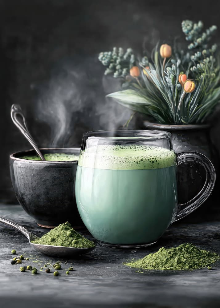 Warm Matcha Tea by Justyna Jaszke — canvas wall art