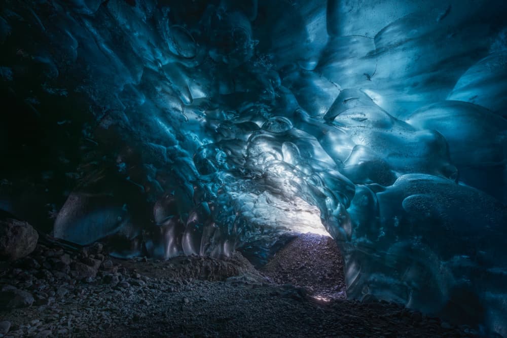 Luminous Blue Ice Cave by Yongnan Li (李永男) — canvas wall art