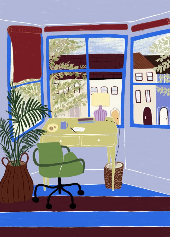 Cozy Desk Bay Window by Elsa Eleni — canvas wall art