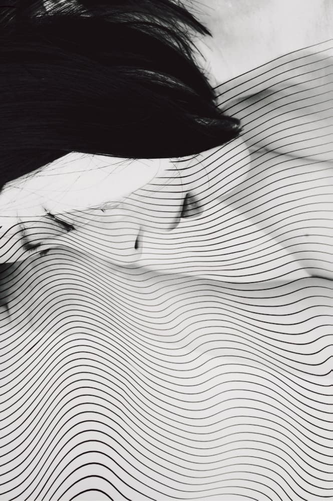 Wavy Lines Portrait by Midoriselfphoto — canvas wall art