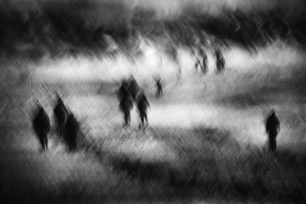 Blurred Figures Walking by Gustav Davidsson — canvas wall art