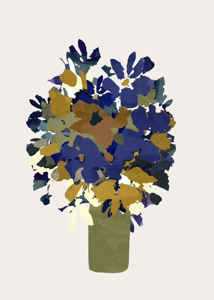 Blue Gold Bouquet by casa cartissi — canvas wall art