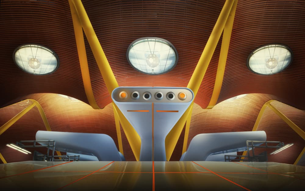 Grand Futuristic Hall by Dani Otero Sobrino — canvas wall art