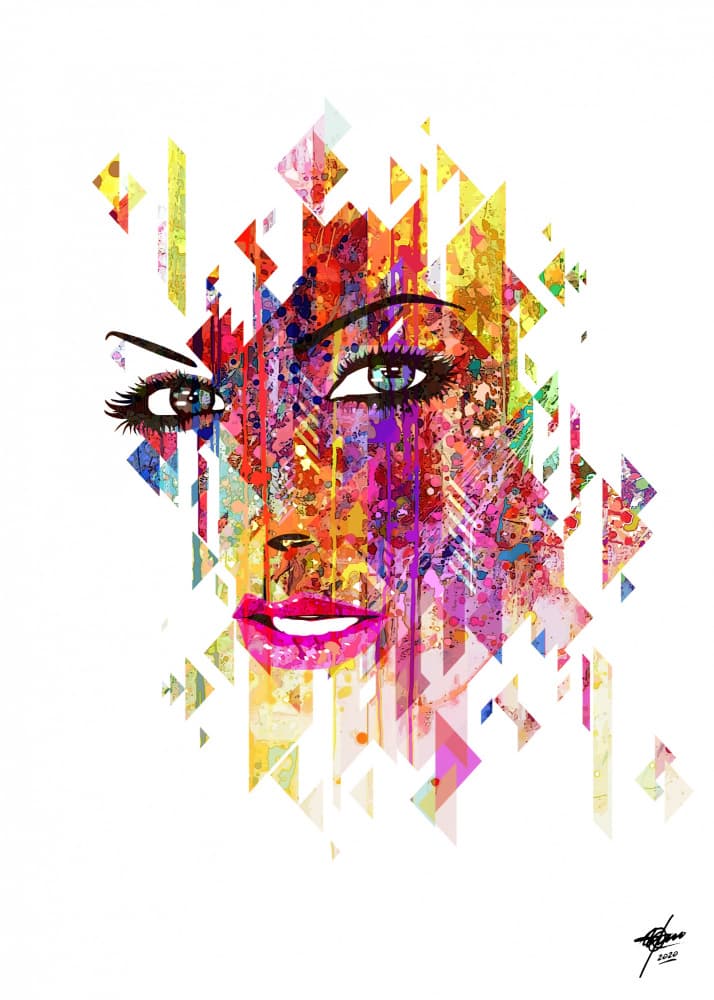 Vibrant Geometric Woman by Osvaldo Russo — canvas wall art