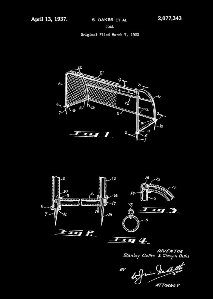 Vintage Soccer Goal Patent by Andreas Magnusson — canvas wall art