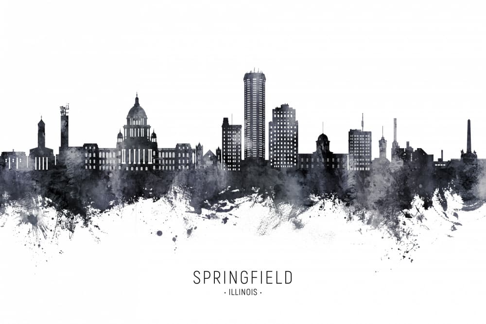 Watercolor Springfield Illinois by Michael Tompsett — canvas wall art