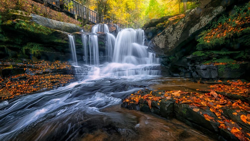 Vibrant Autumn Cascade by Jianping Yang — canvas wall art