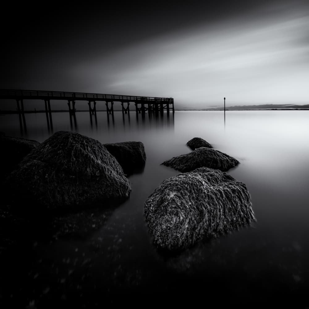 Tranquil Pier Seascape by Sunny Ding — canvas wall art