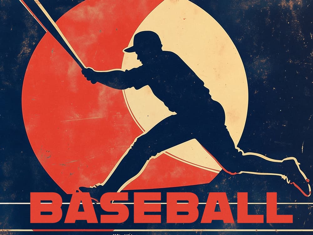 Retro Baseball Batter by Pictufy Studio IV — canvas wall art