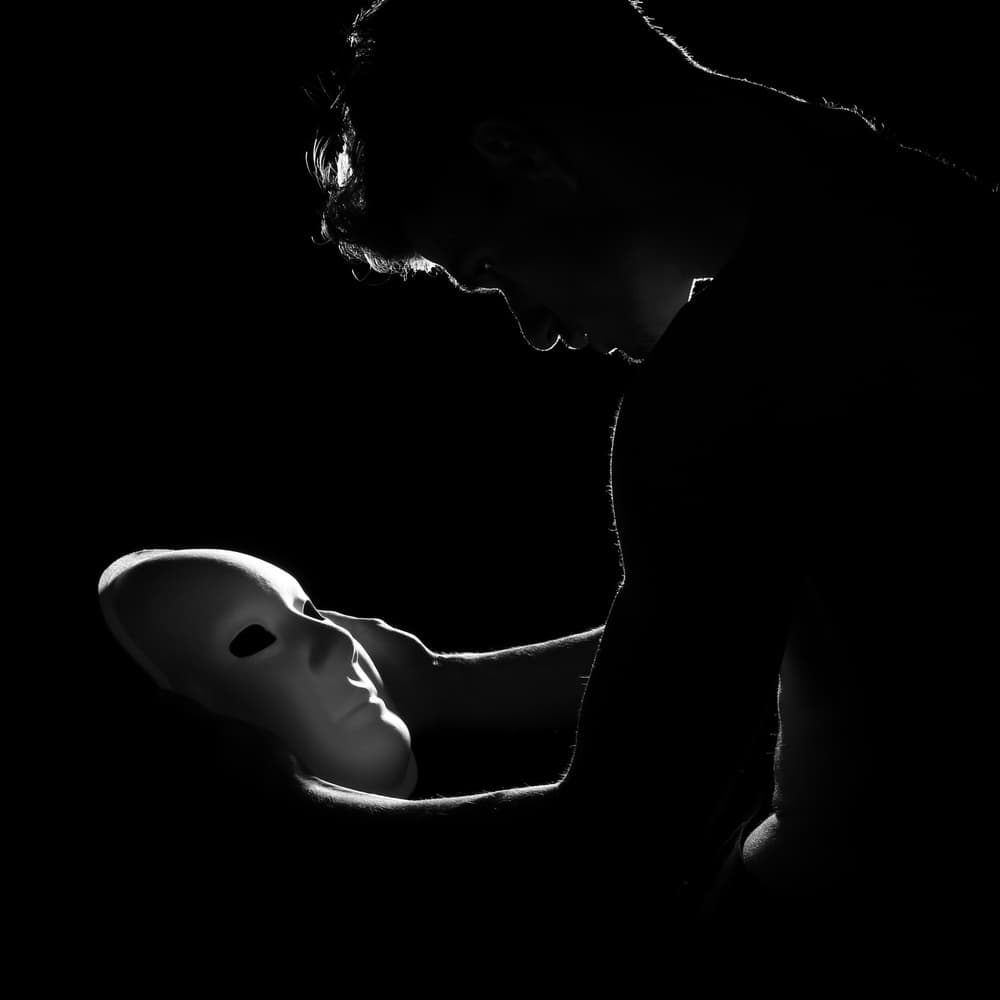 Shadowed Figure with Mask by Paulo Medeiros — canvas wall art