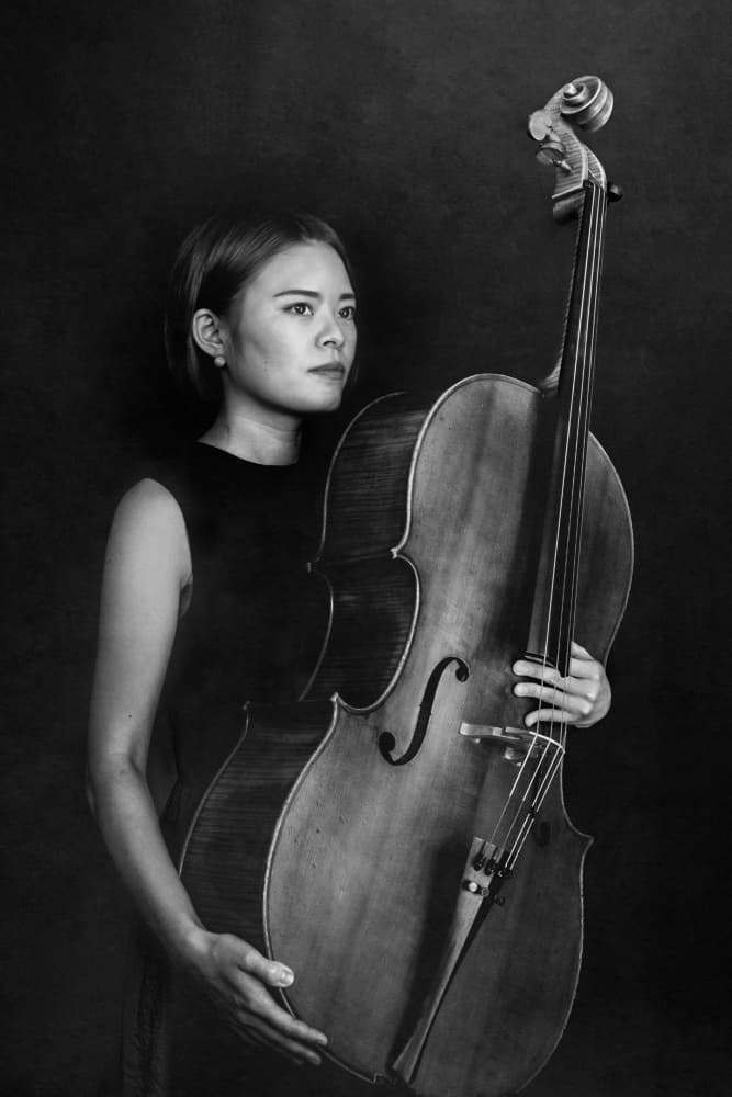 Elegant Cello Portrait by Eiji Yamamoto — canvas wall art