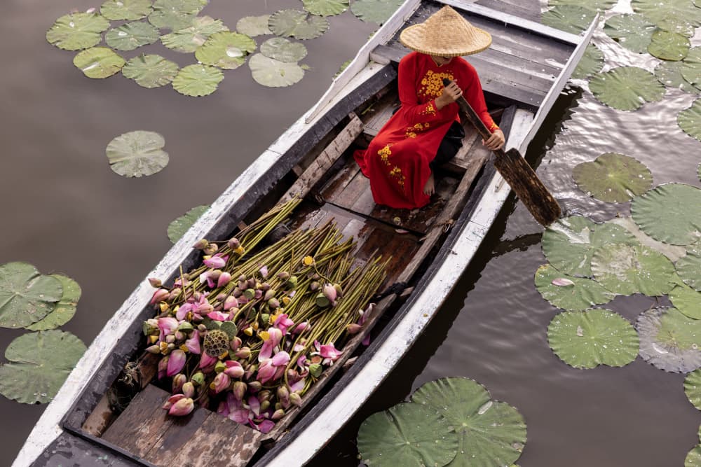 Lotus Flower Boat by Muljati Hidajat — canvas wall art
