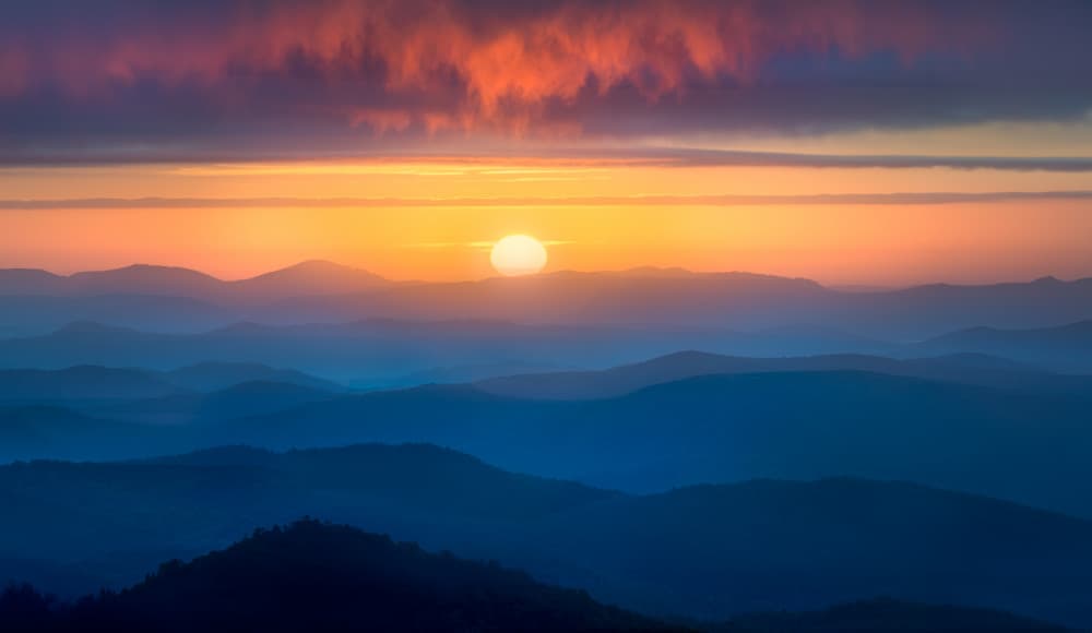 Vibrant Mountain Sunset by Jianping Yang — canvas wall art