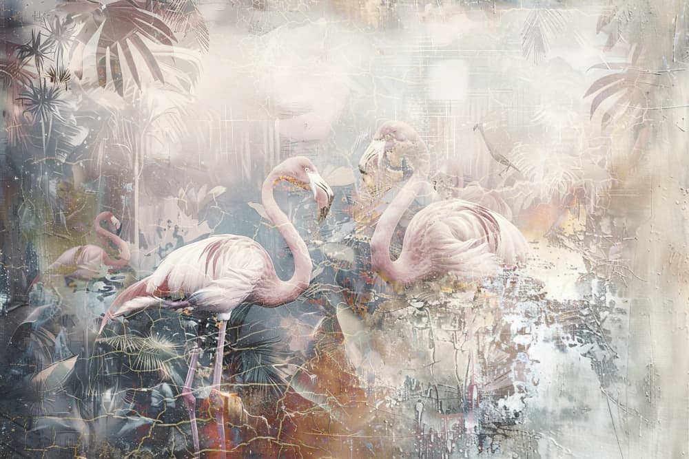 Dreamy Tropical Flamingos by Rafal Kulik — canvas wall art