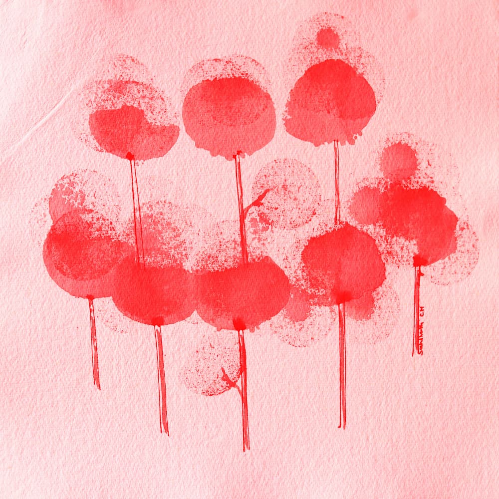 Abstract Red Flowers by Santhosh ch — canvas wall art