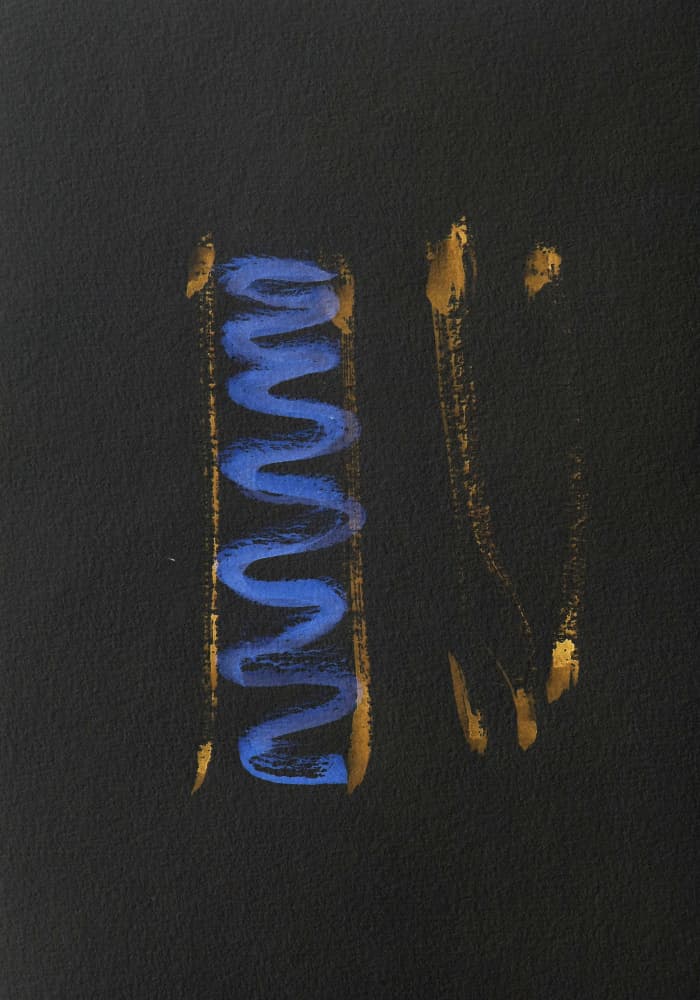 Dynamic Gold Blue Waves by Santhosh ch — canvas wall art