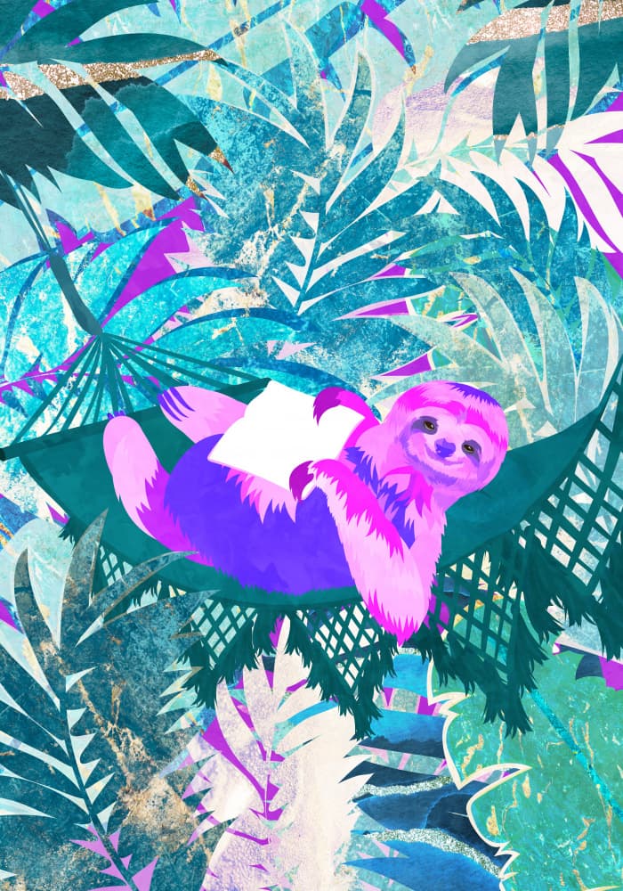 Relaxing Sloth in Jungle by Sarah Manovski — canvas wall art