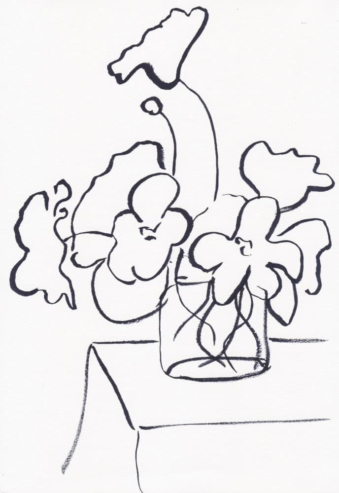Elegant Flower Sketch by Christine Lindstrom — canvas wall art