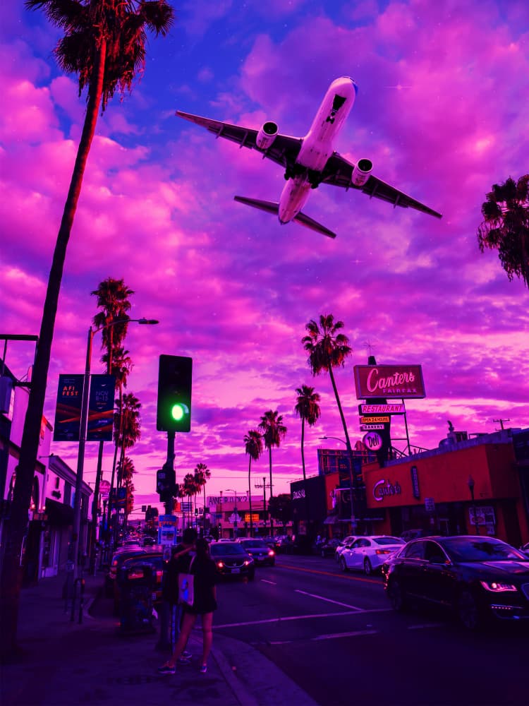 Pink Sky City Flight by Ritvik takkar — canvas wall art