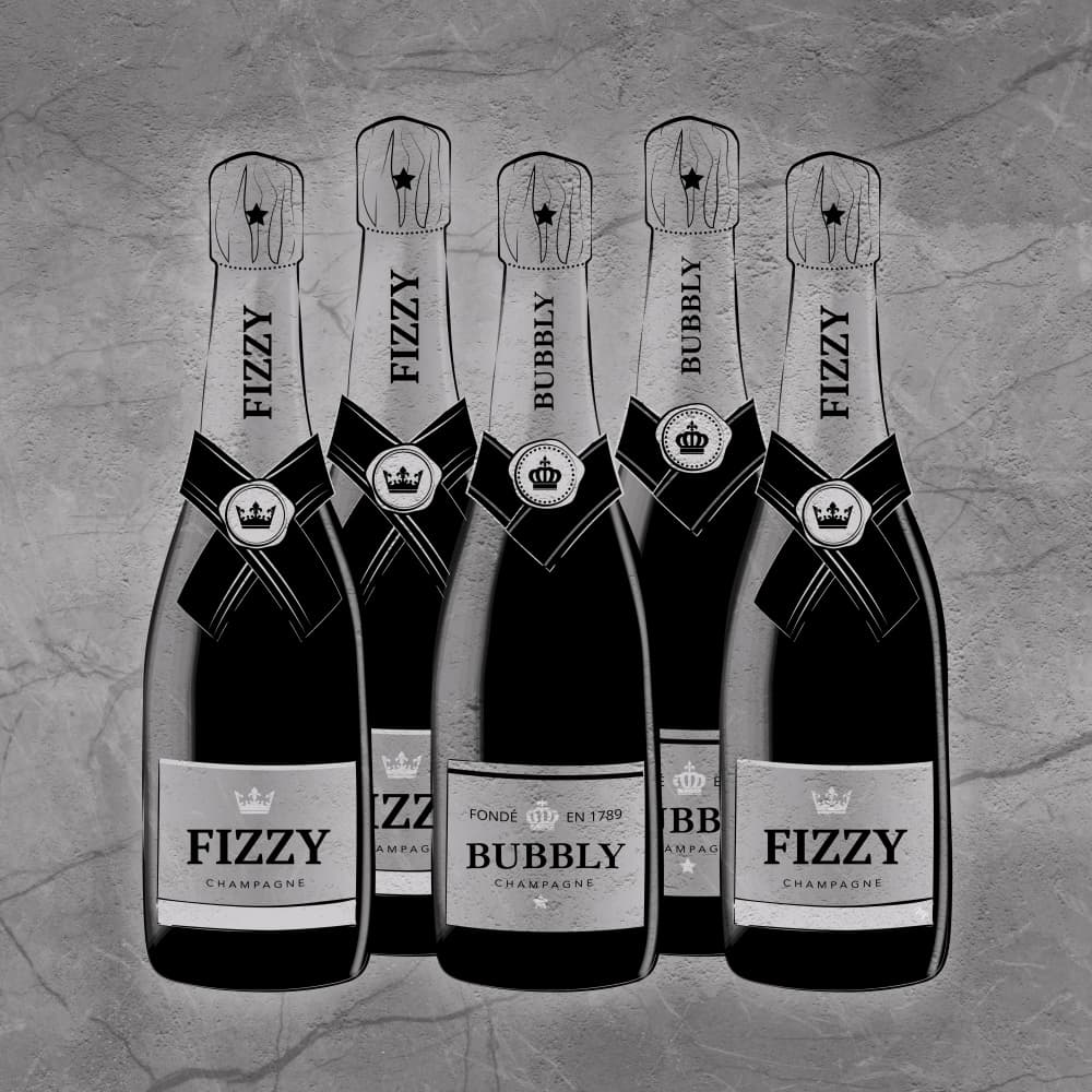 Fizzy Bubbly Bottles by Martina — canvas wall art