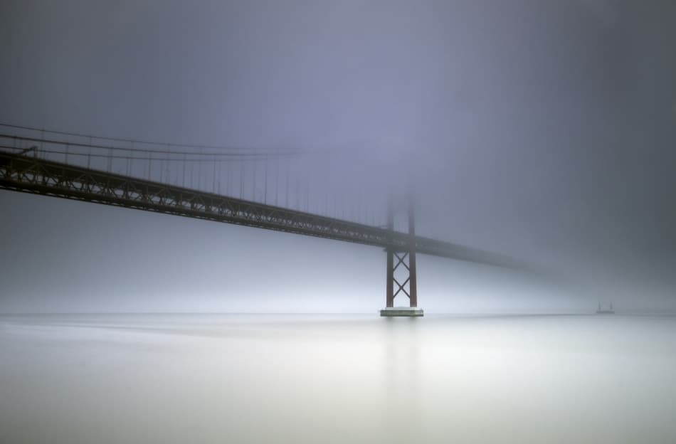 Misty Bridge Serenity by Jorge Feteira — canvas wall art