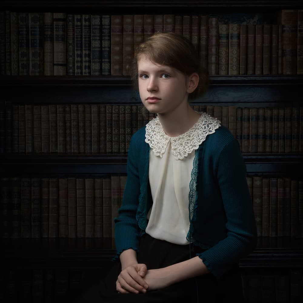 Serious Girl In Library by Carine Belzon — canvas wall art
