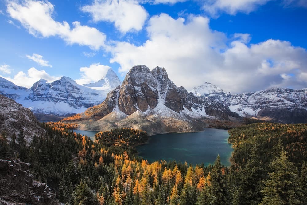 Majestic Mountain Lake Autumn by Hong Zeng — canvas wall art
