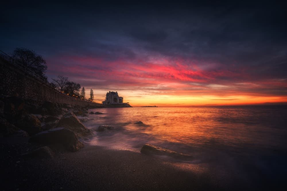Vibrant Coastal Sunset by Anghel Rusu — canvas wall art