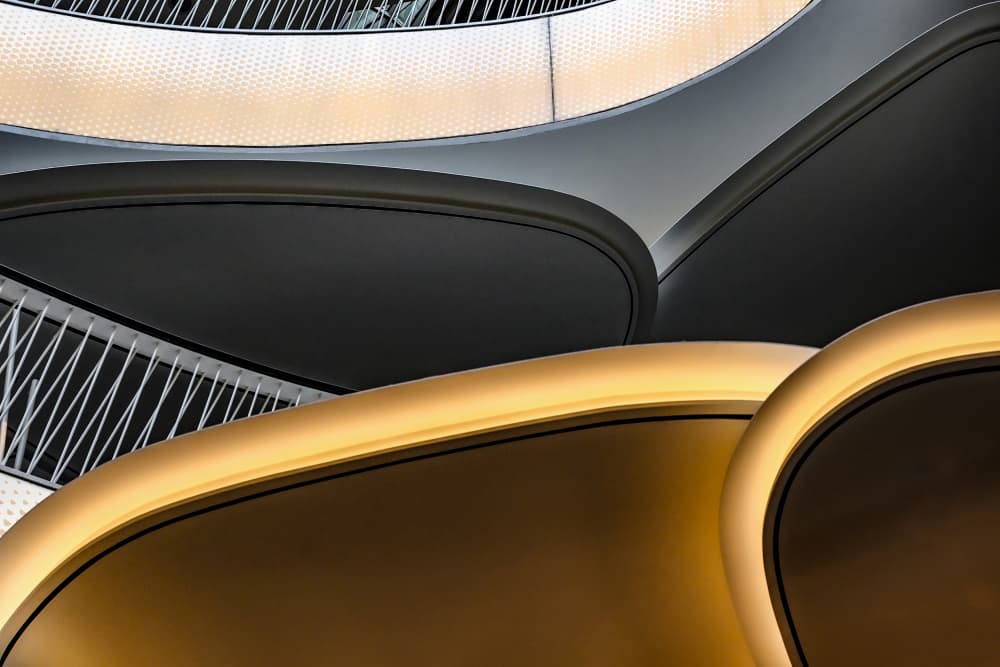 Golden Architectural Curves by Linda Wride — canvas wall art