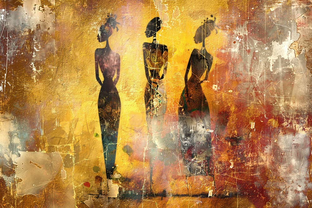 Golden Tribal Figures by Rafal Kulik — canvas wall art