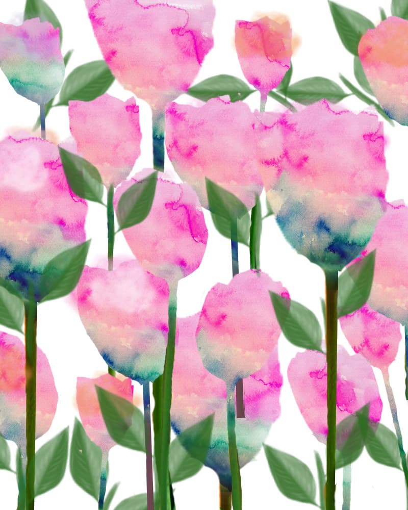 Pink Watercolor Tulips
