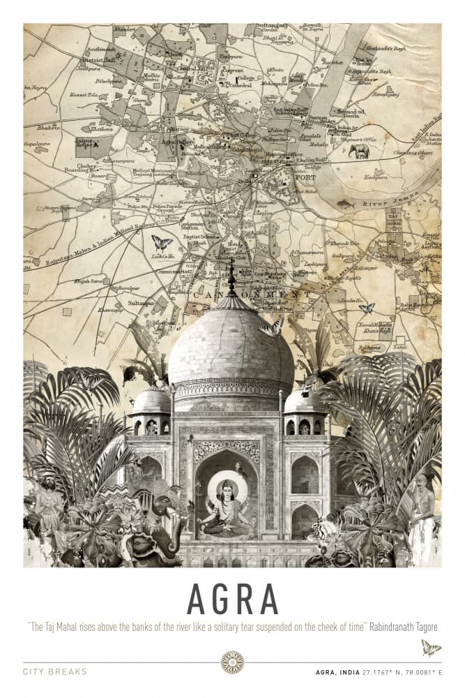Vintage Taj Mahal Map by Simon Goggin — canvas wall art