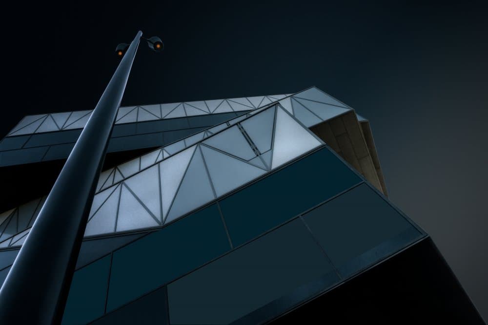 Modern Geometric City Night by Roland Weber — canvas wall art
