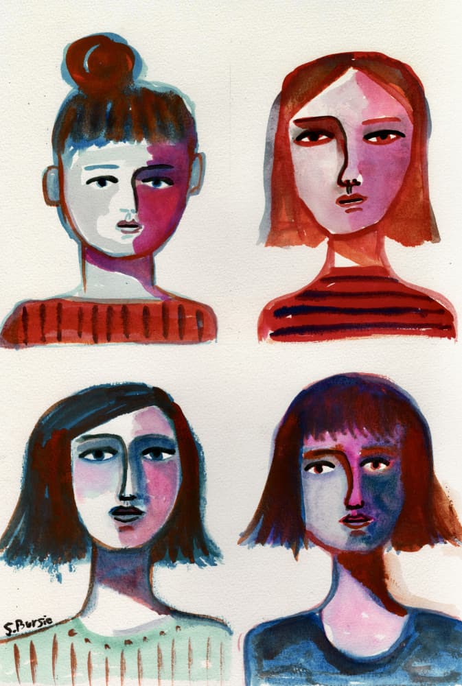 Colorful Women Portraits by Sharyn Bursic — canvas wall art