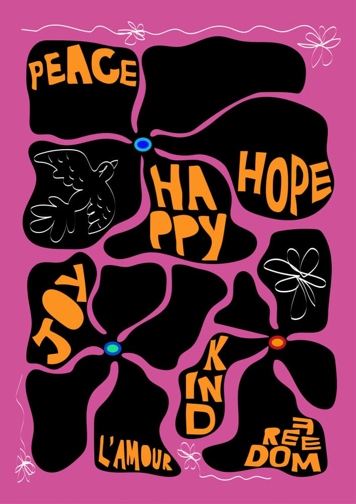 Peace Love Hope Joy by Frances Collett — canvas wall art