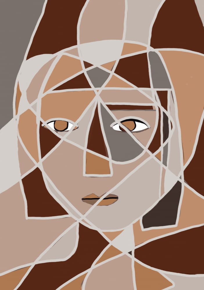 Abstract Fragmented Face by Sharyn Bursic — canvas wall art