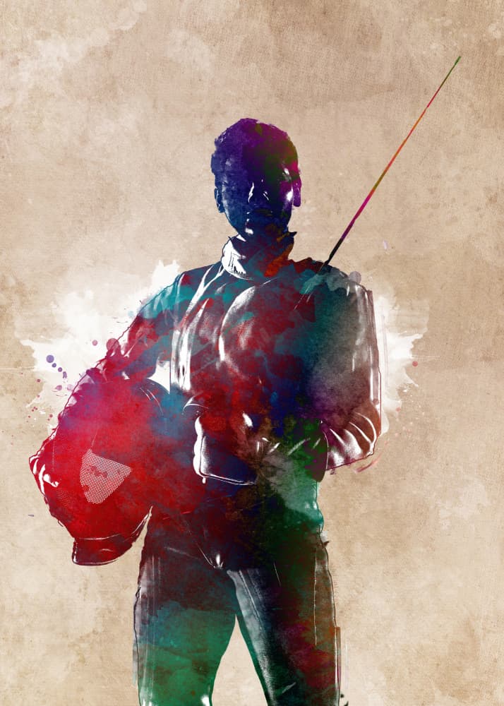 Vibrant Fencing Athlete by Justyna Jaszke — canvas wall art