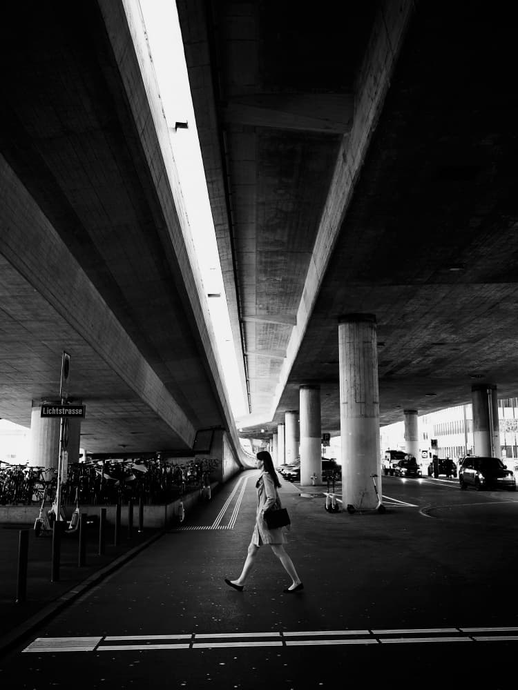 Urban Walk Under Bridge by Burim Muqa — canvas wall art