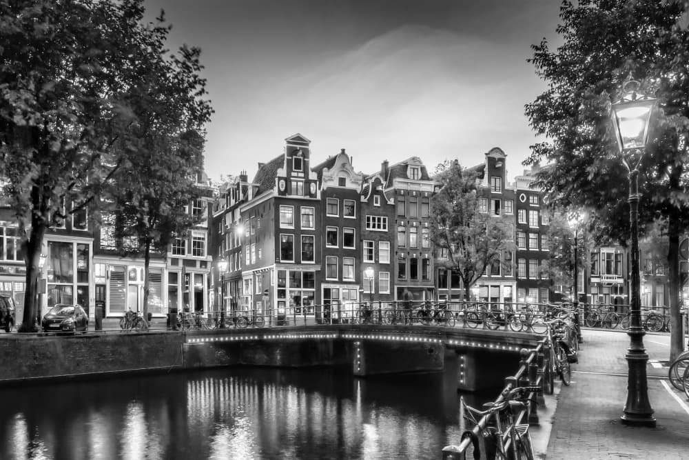 Amsterdam Evening Reflections by Melanie Viola — canvas wall art