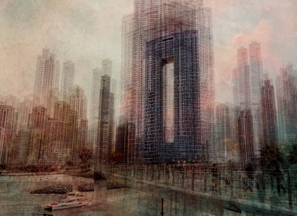 Towering Urban Waterfront by Carmine Chiriacò — canvas wall art