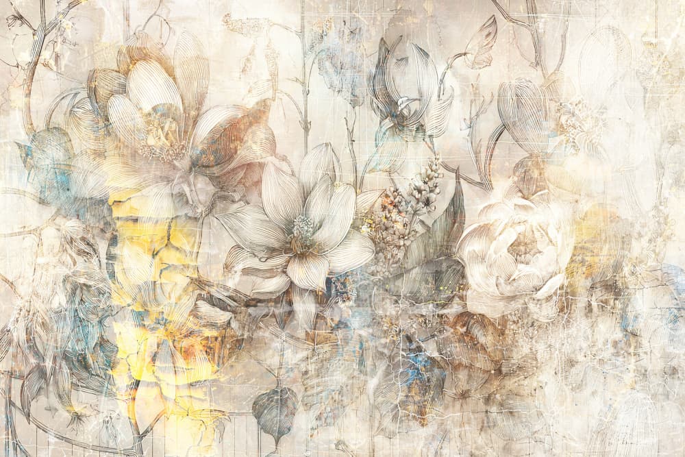 Vintage Floral Sketches by Rafal Kulik — canvas wall art